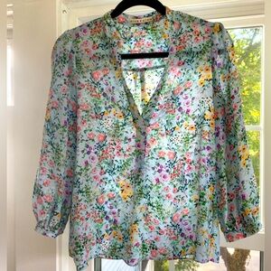 alice + olivia floral silk top XS EUC